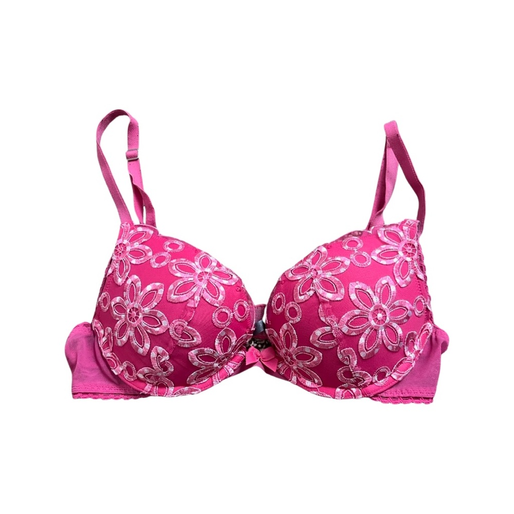 Aerie Brooke Pink Lace Flower Push Up Bra